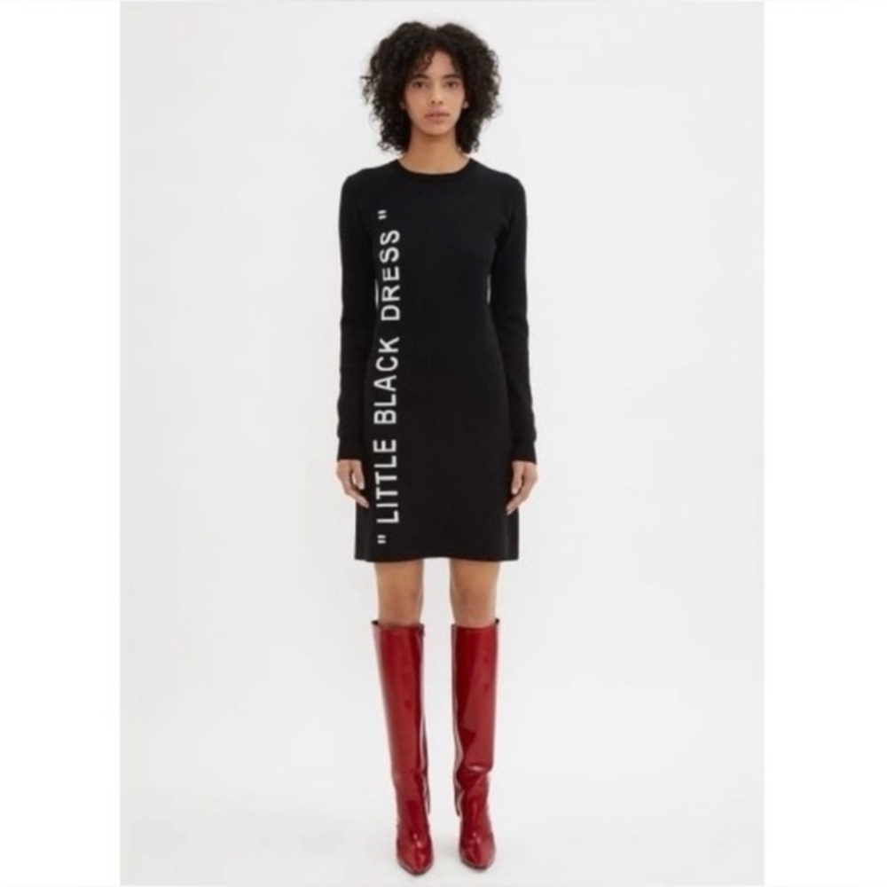 OFF-WHITE 🖤 “LITTLE BLACK DRESS” Sweater Mini Dress - Picture 2 of 16
